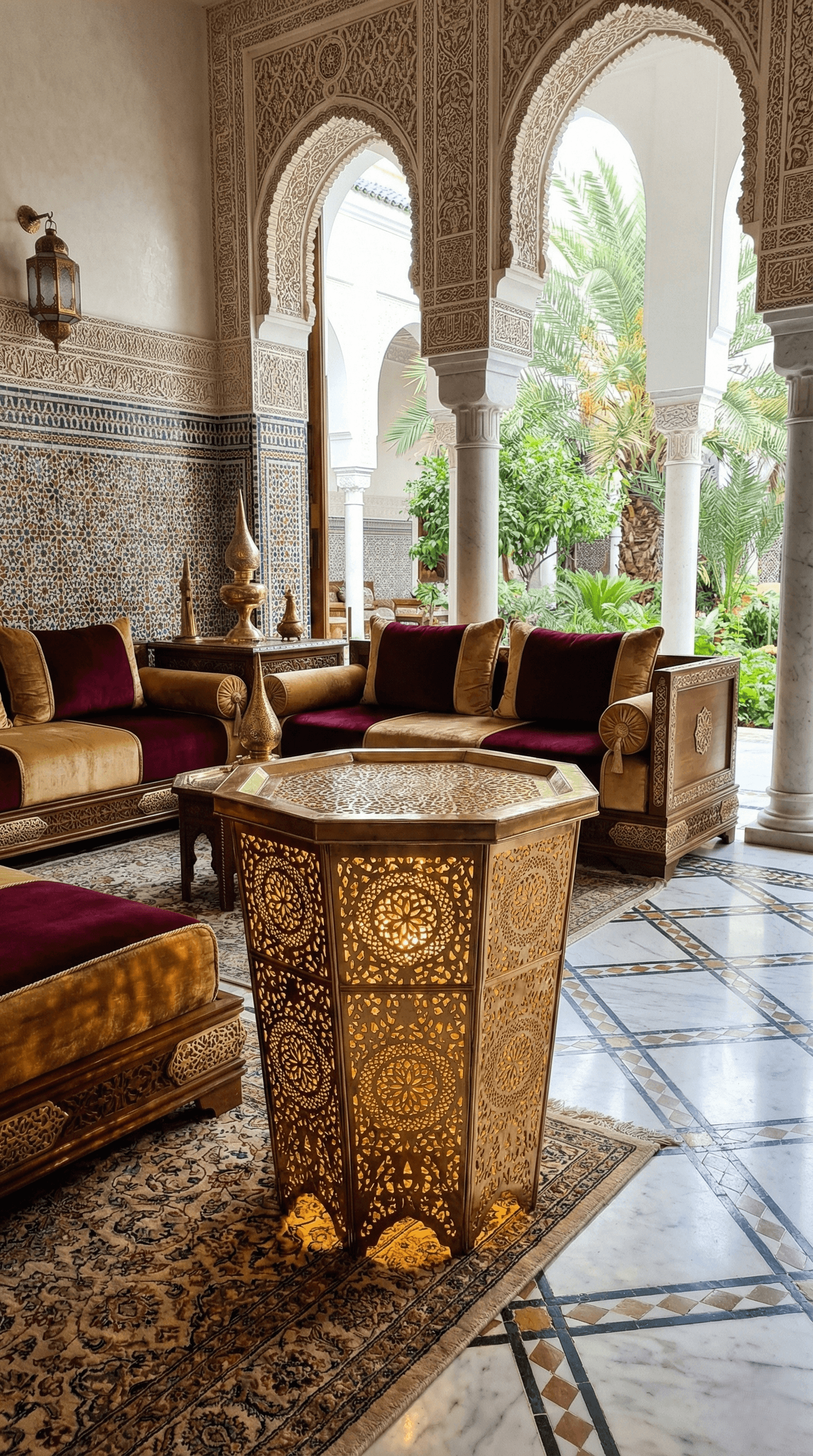 Illuminated Brass Side Table